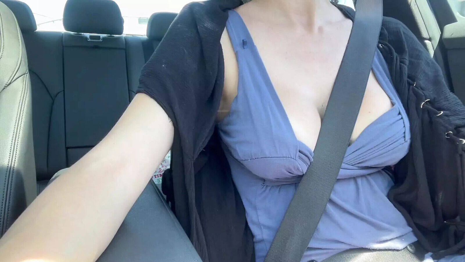 Italian Milf Artemisua Love Solo ride Driving flashing boobs