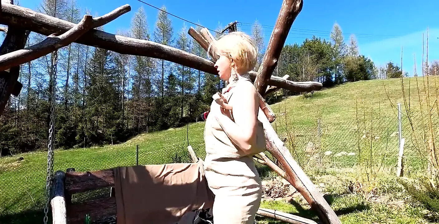 Behold kinky outdoor play with stockings shaved cunt leading roles.