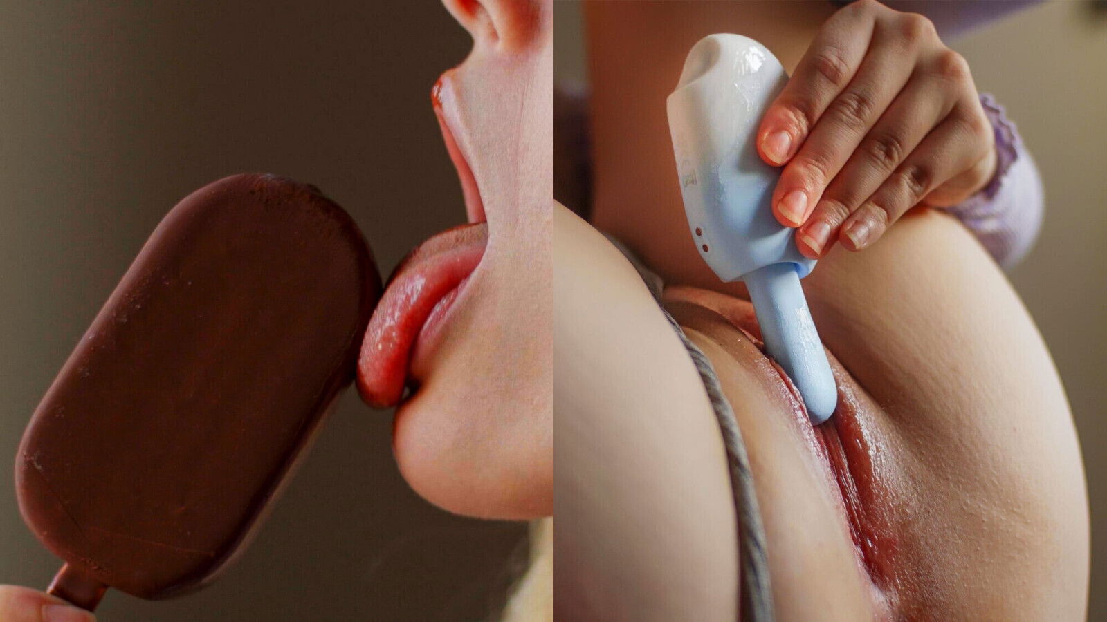 Take Bite Lips, Cooling Down Pussy With This Cream Shaped Vibrator HoneyPlayBox