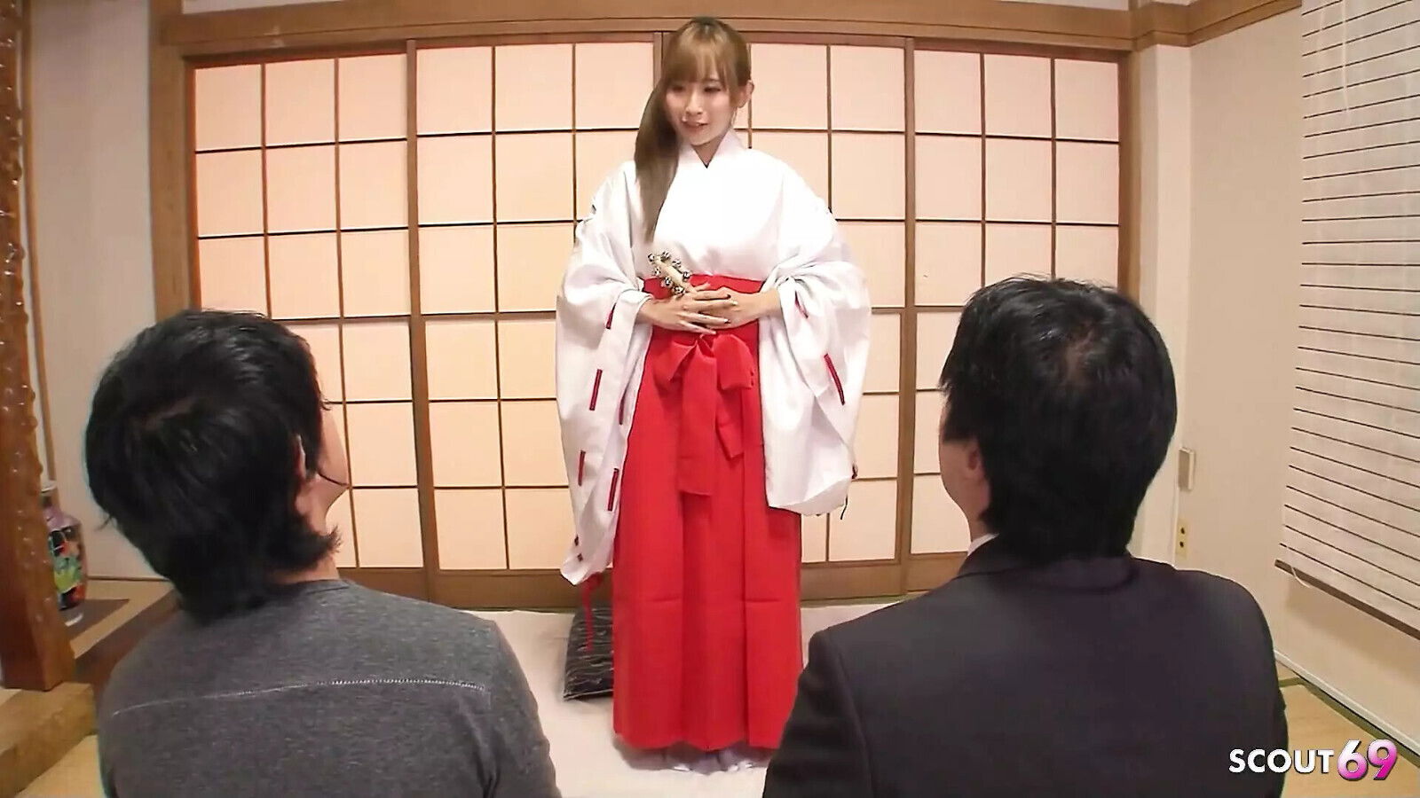 Traditional Japanese Teen Seduce Uncensored 3some Boys with Facial Creampie