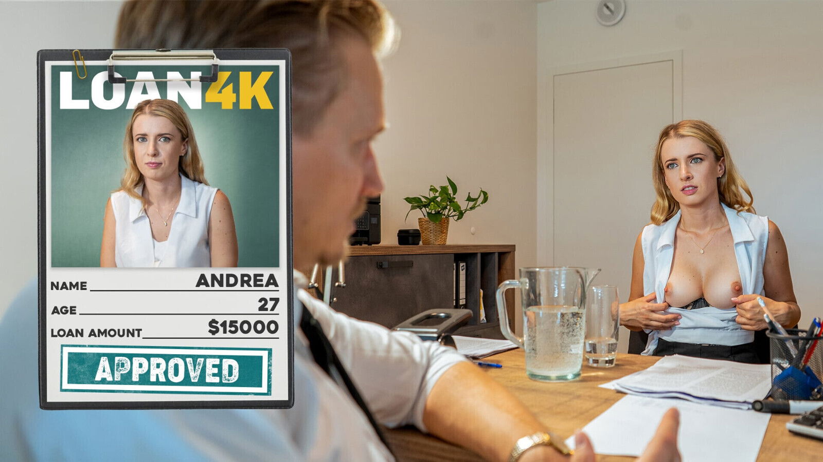 LOAN4K. Blonde came loan huge mouth instead