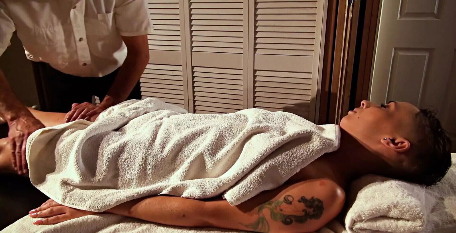 attempt massage video with roommate. blames lotion.