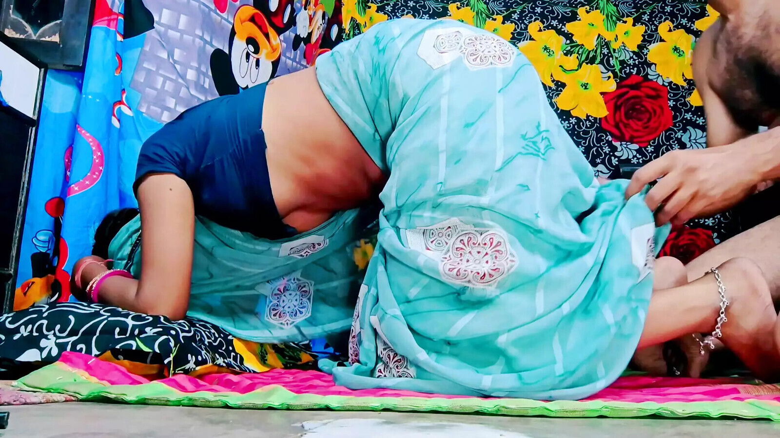 roommate fucks hard missionary then pull hair while fucking doggystyle outside while cuckold works