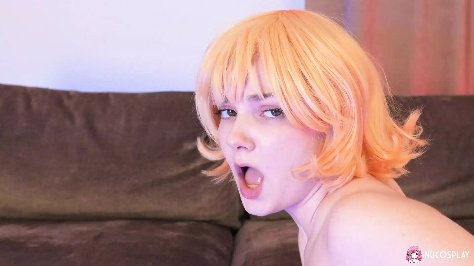 Blonde horny teenager Purr Simona just masturbating with couch.