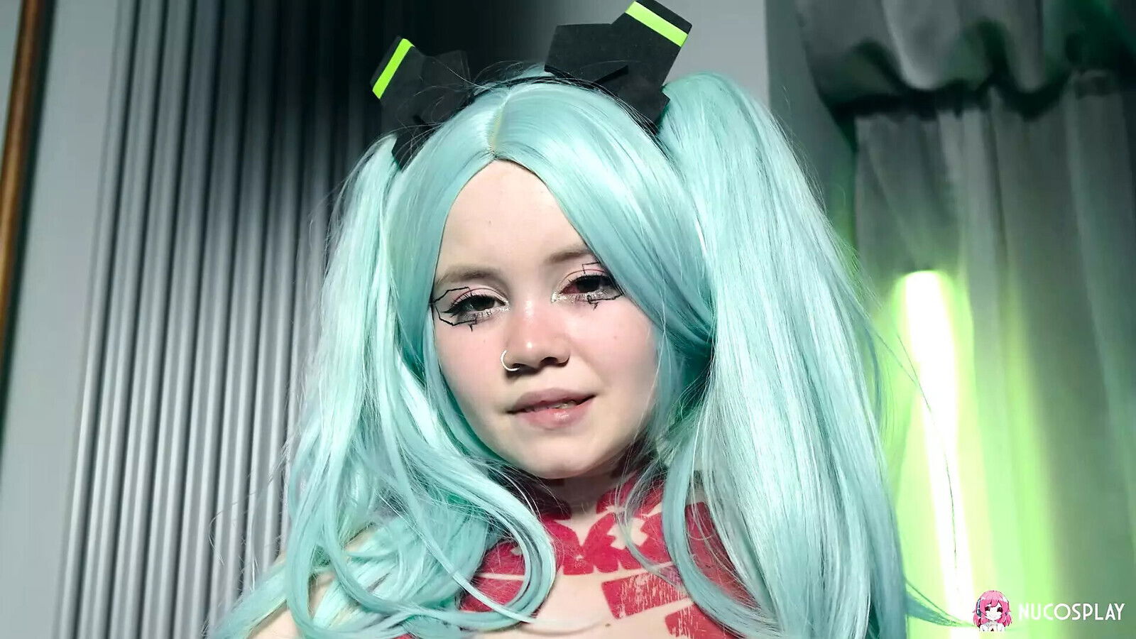 Horny slutty doll Rebecca Nikson shows pussy