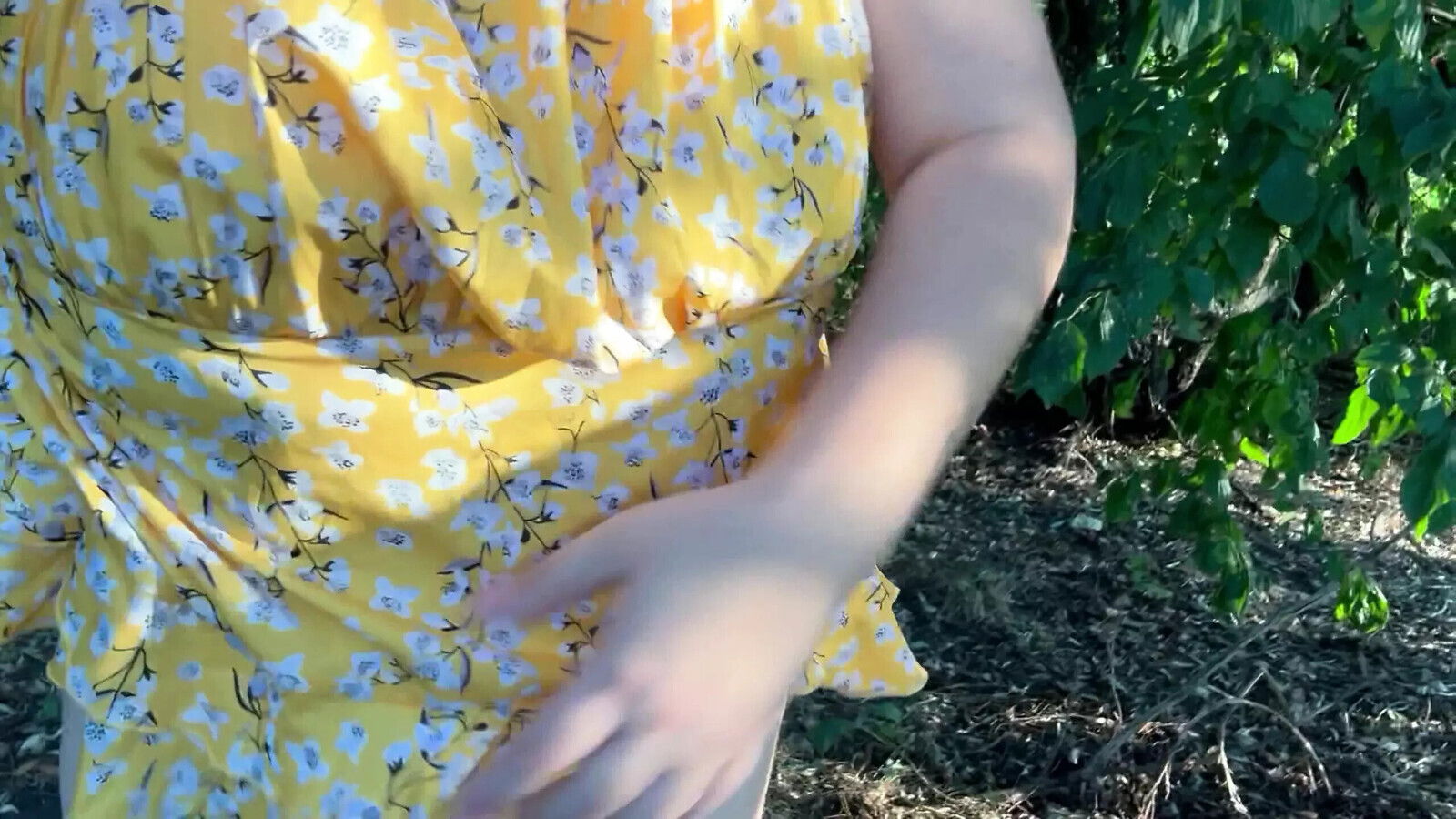 Pregnant MILF Milky Mari showing lactating boobs hairy pussy outdoor close-up