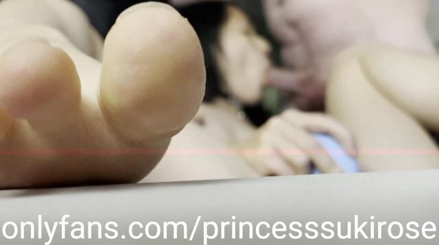 Japanese Korean Asian Slut Rose Suki wears nipple clamps, shows feet sucks like good slut