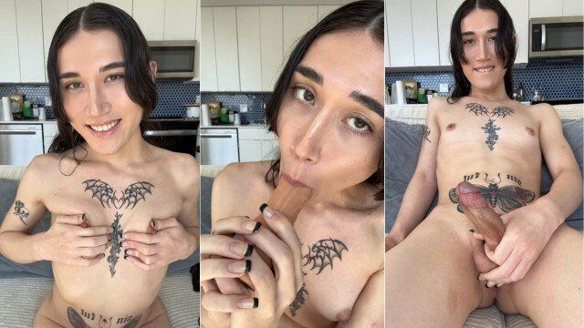 Petite Asian TGIRL Helps Relax With MOANING BLOWJOB JERKOFF Sounds ASMR (solo)