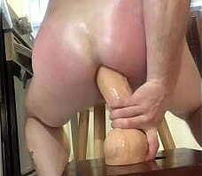 Look at my butt and big dildo penetration deep inside me