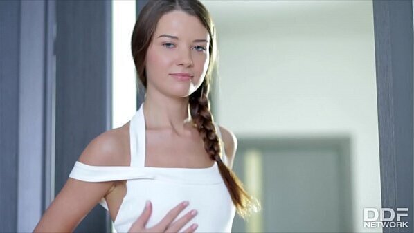 Incredibly Tini plays with sweet shaved teen pussy