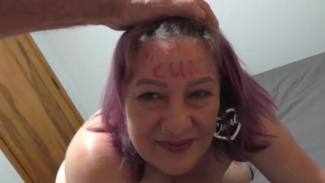 Kiwi Trashy MILF slut degrading body writing treated like trailer trash whore Master