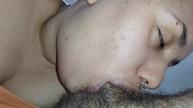 bitch starts fucking dick with extreme delicious blowjob, eating breakfast
