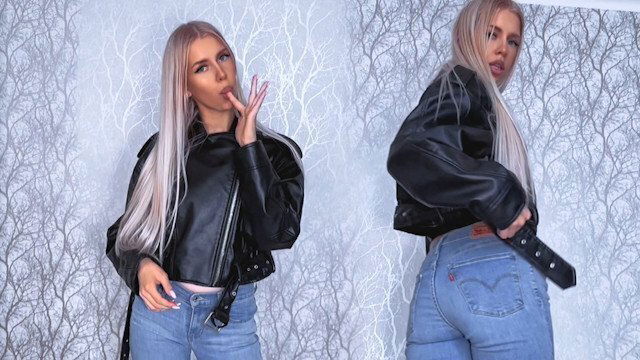 Teasing leather jacket skinny jeans