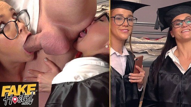 Fake Hostel crazy University girls their assholes sniffed before threesome with Alexis Crystal