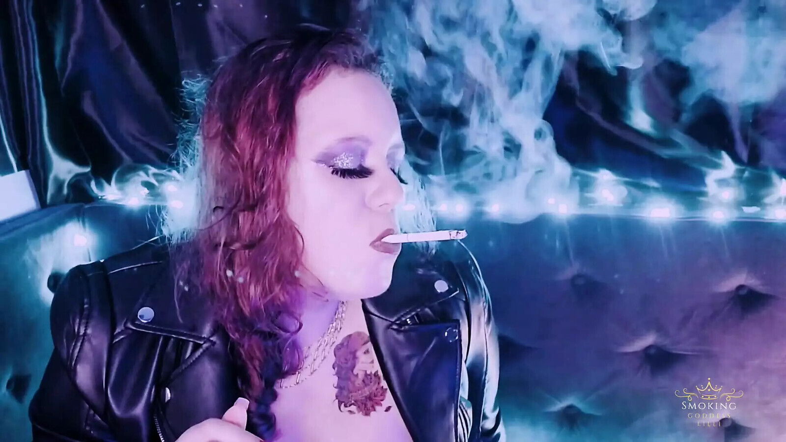Smoking Wearing Leather Jacket