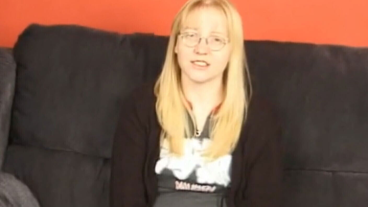 Sexy blonde teen sucks fucks small