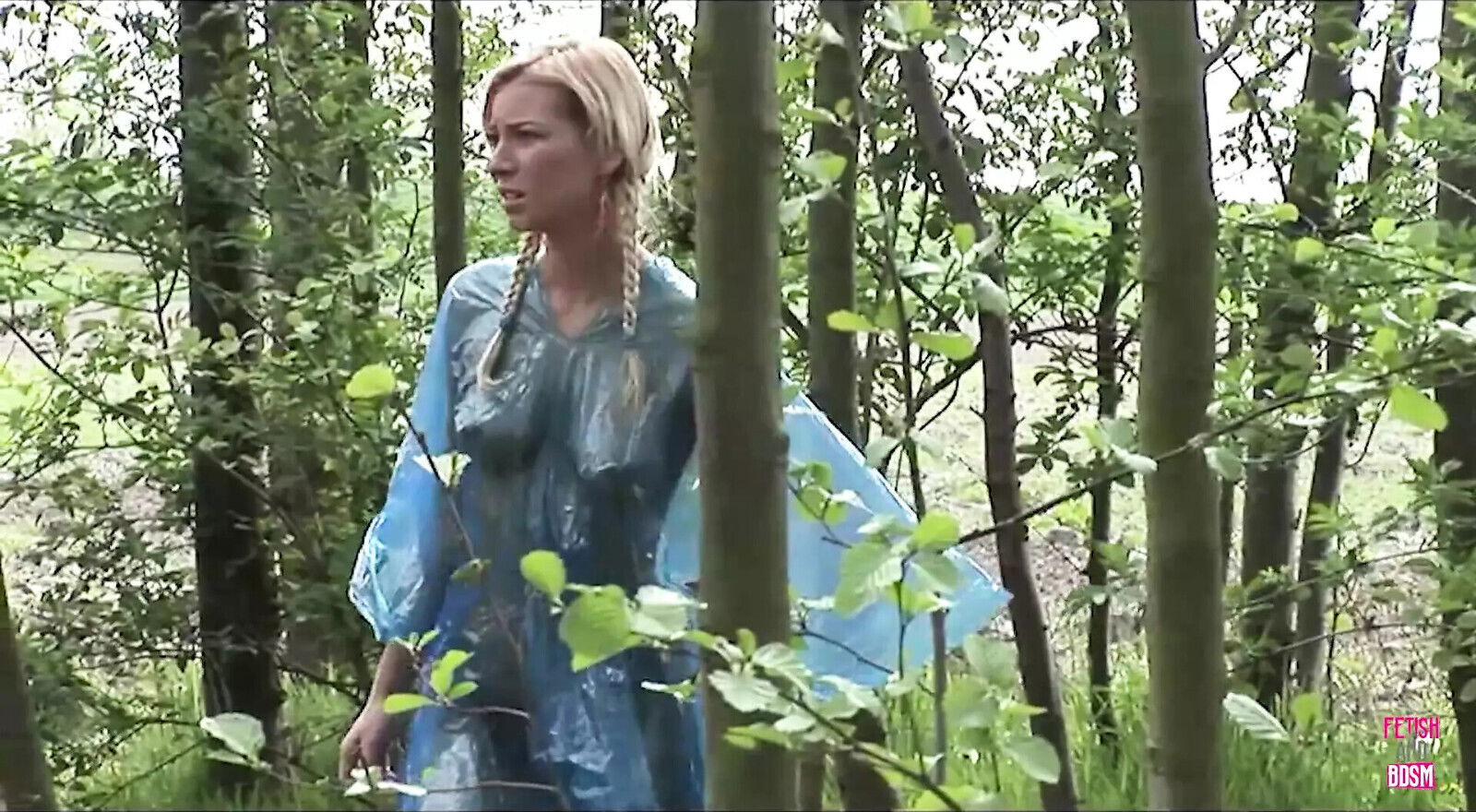 Blonde with Braids Rund Through Field Until Finds Cocks Suck