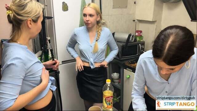 College Girl Licks Lovely Chick during their work fast food!