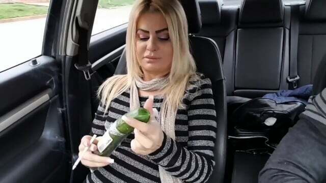 Smoking Squirts from Public Masturbation with Cucumber