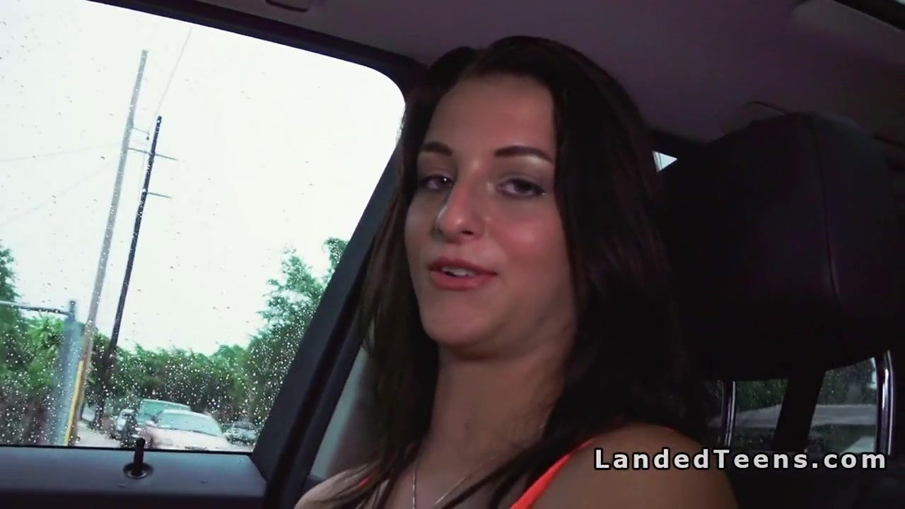 Brunette hitchhiker gives road head
