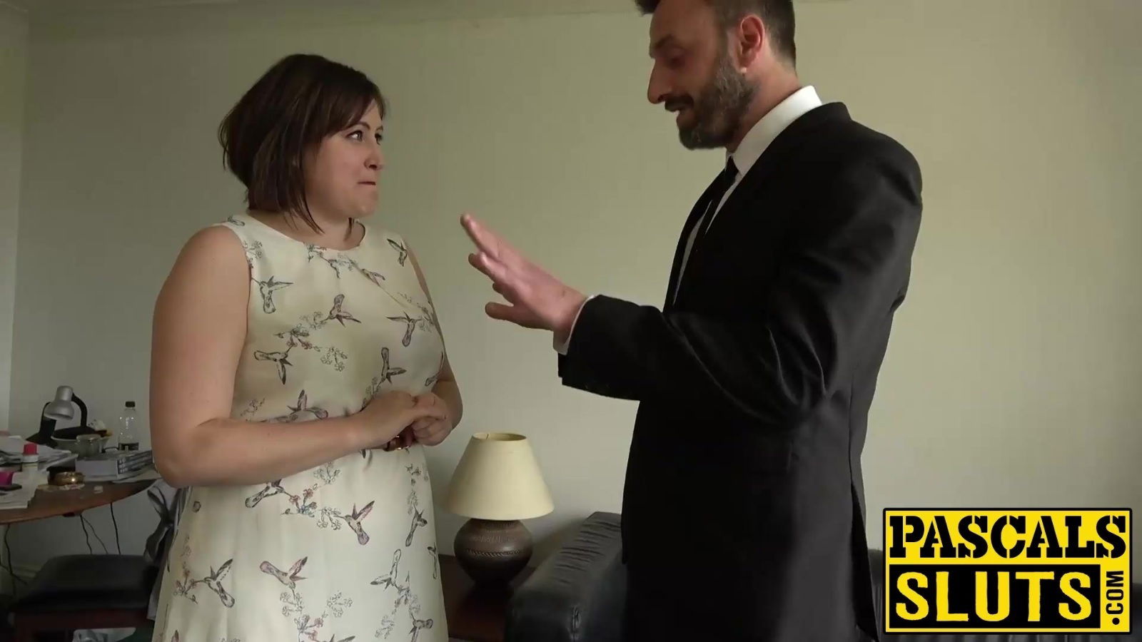 Chubby lady Laura Louise gets mouth fucked rough