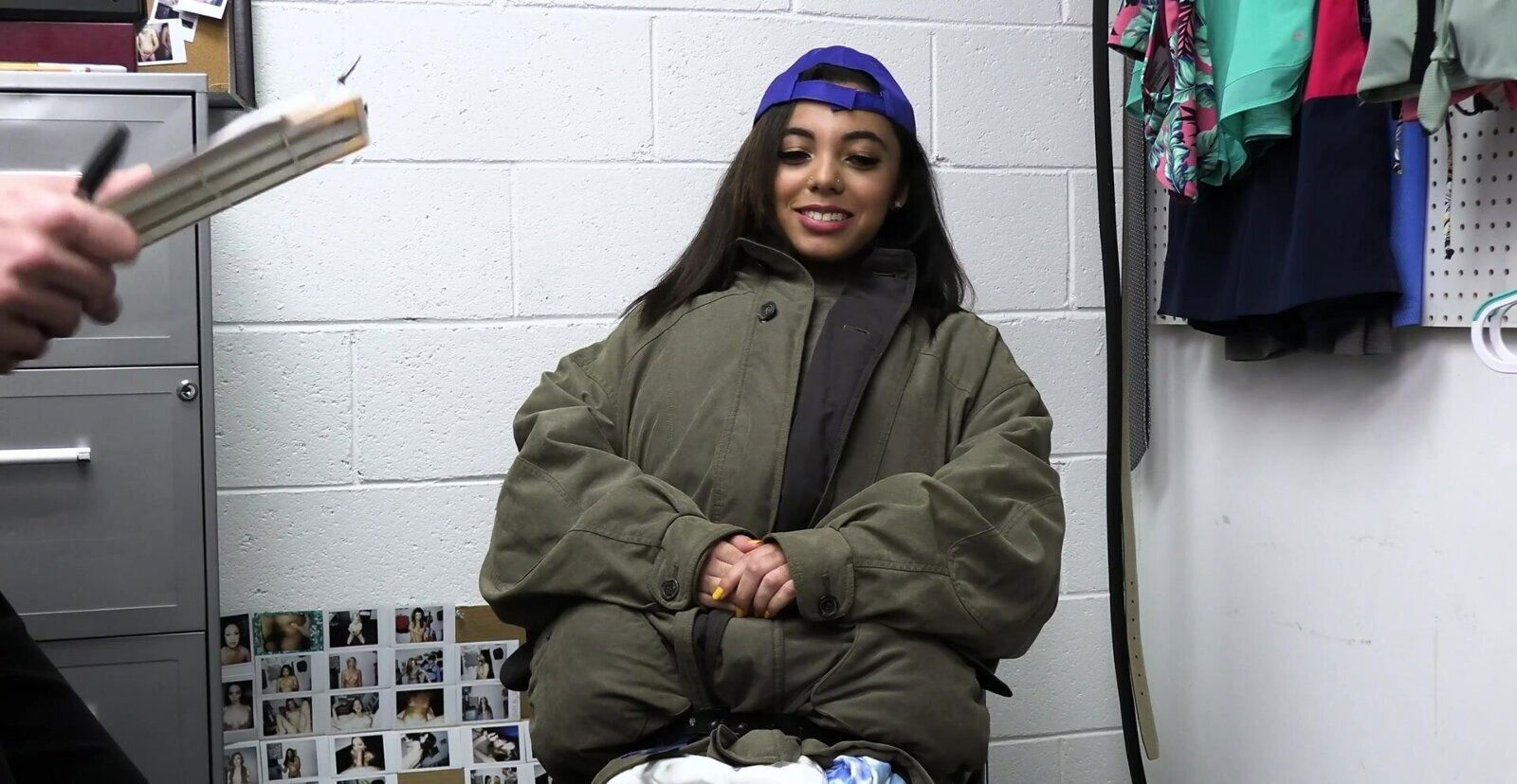 Sexy Ebony shoplifter Zarella Skies rides dick office