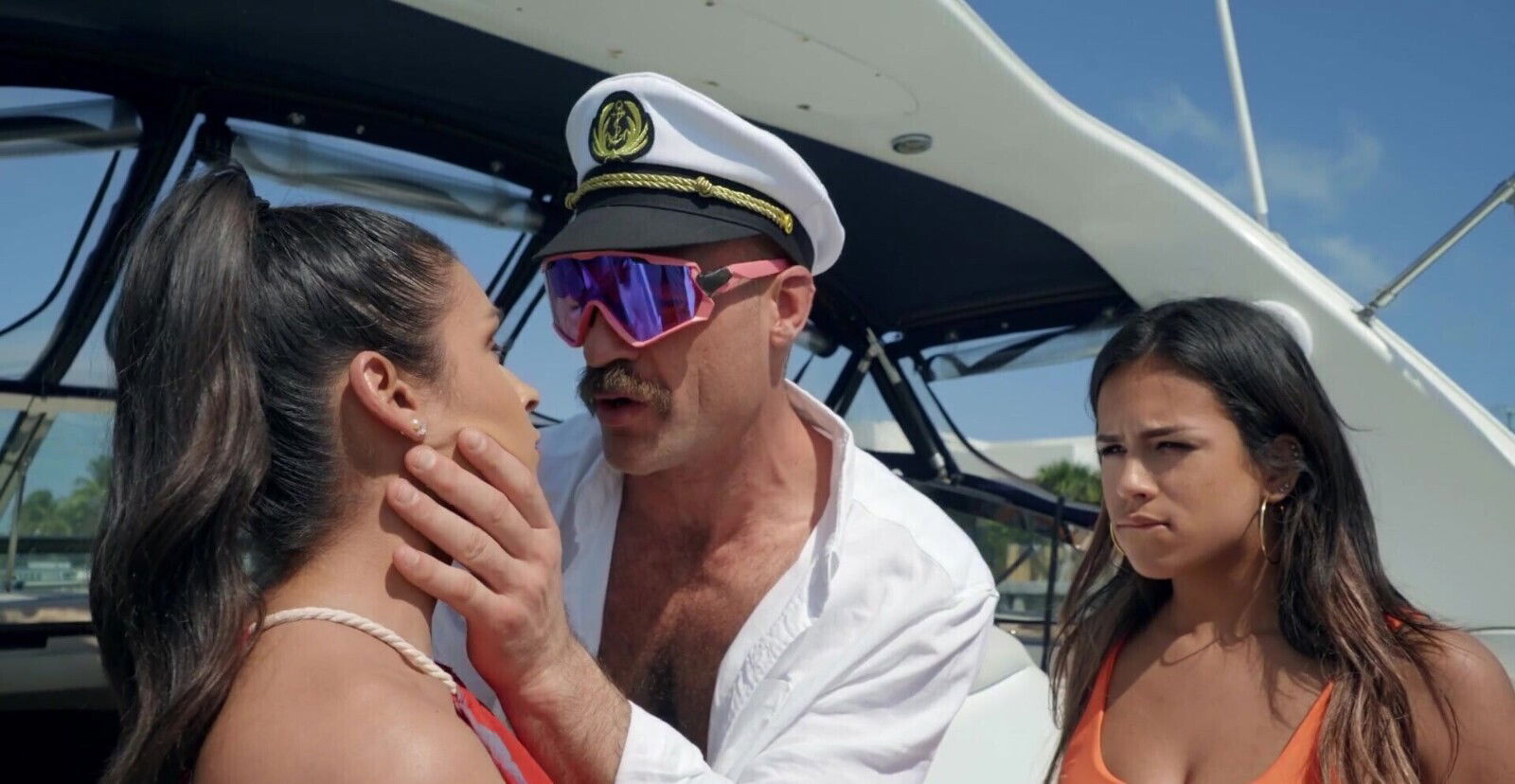 Nude beauties spice things during boat trip with threesome