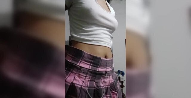 TEEN colleague thong miniskirt