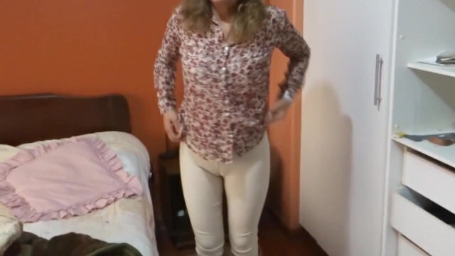 Stepmom comes home from work excited starts touching herself, asking fuck