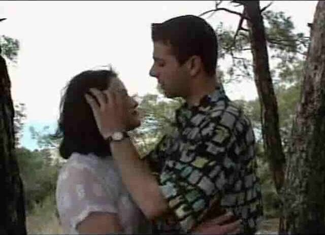 Undressing chubby girl outdoors