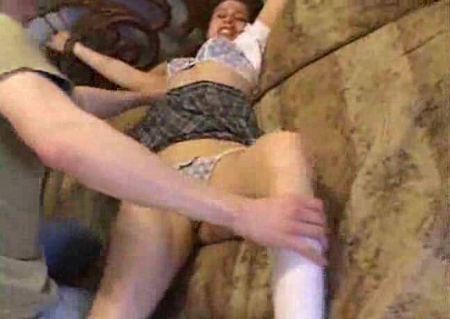 Schoolgirl is tied up and learns to love cock