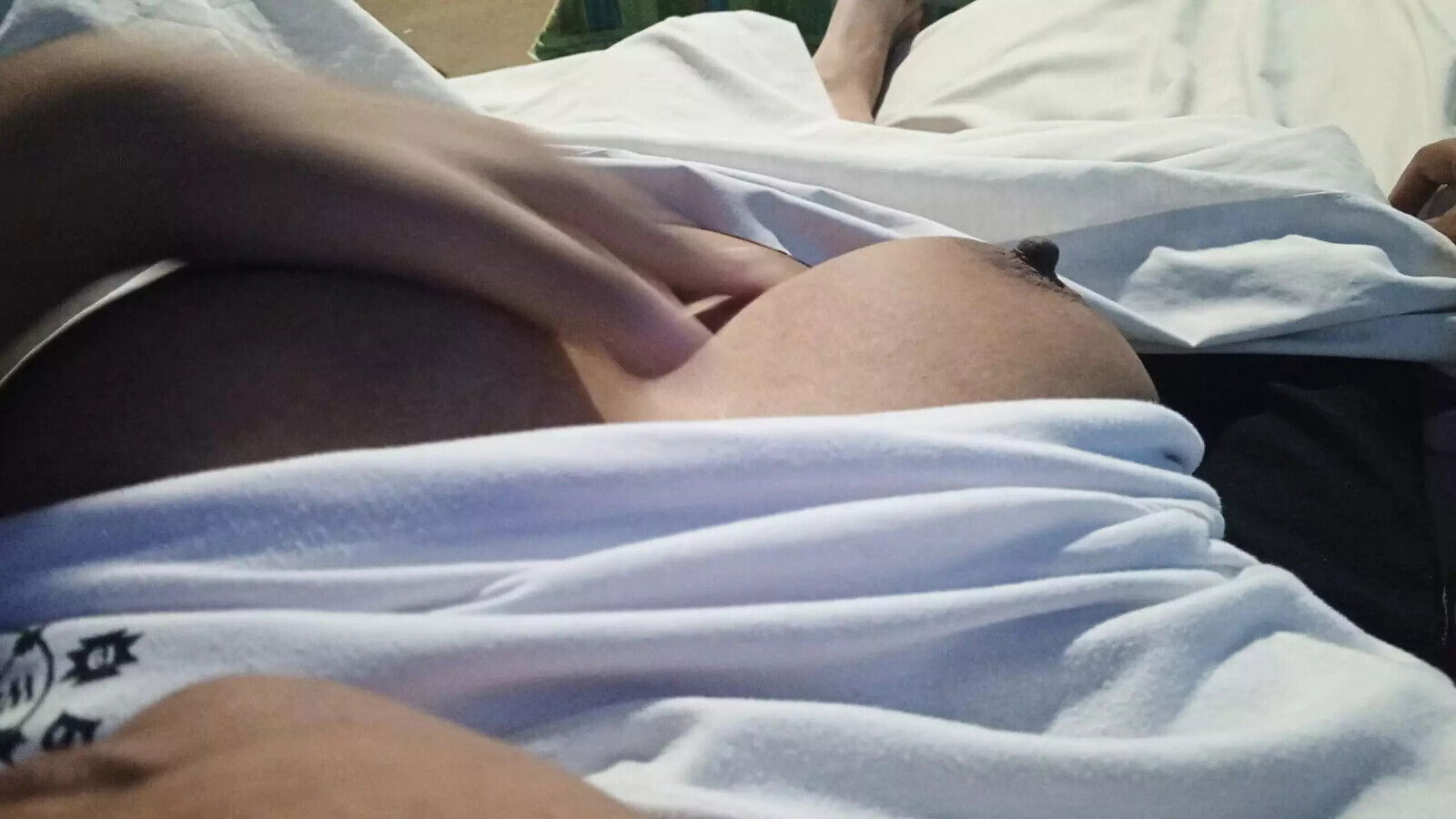 Touching girlfriend's lets herself