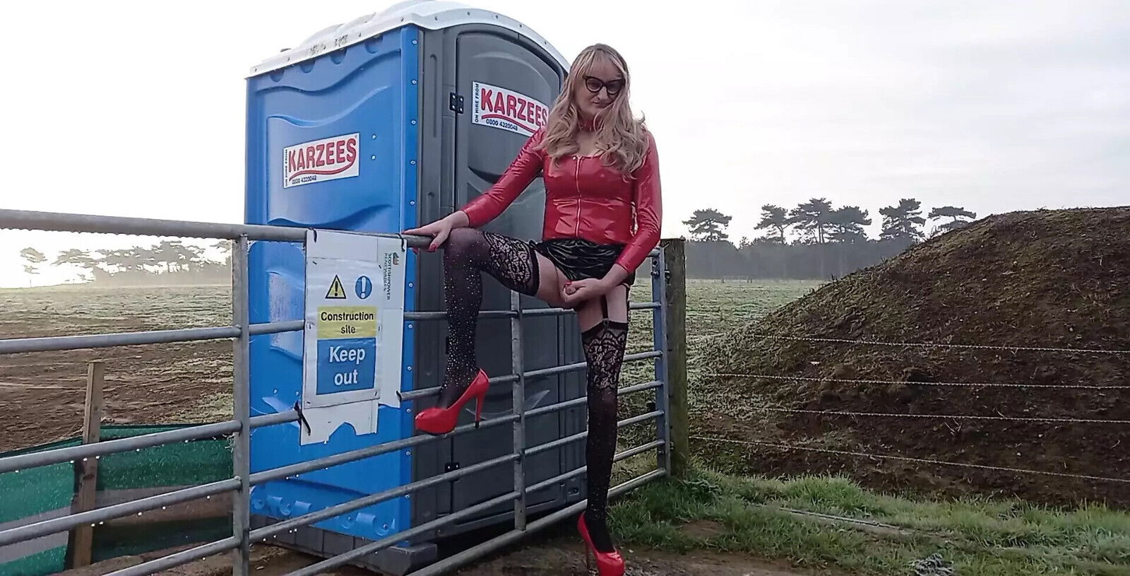 Wearing Crossdresser Outdoors Posing Pissing