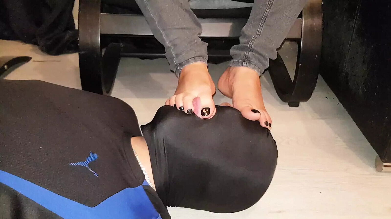 Smelly flat shoes feet licking