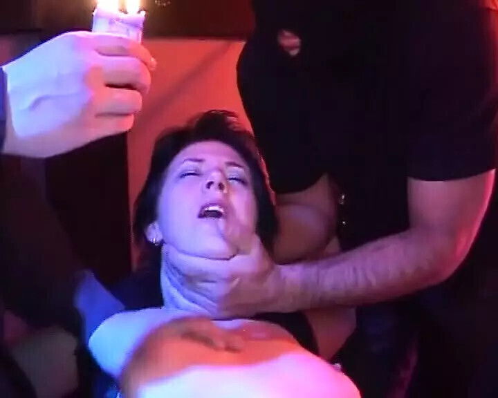 Tied German whore gangbanged dark place