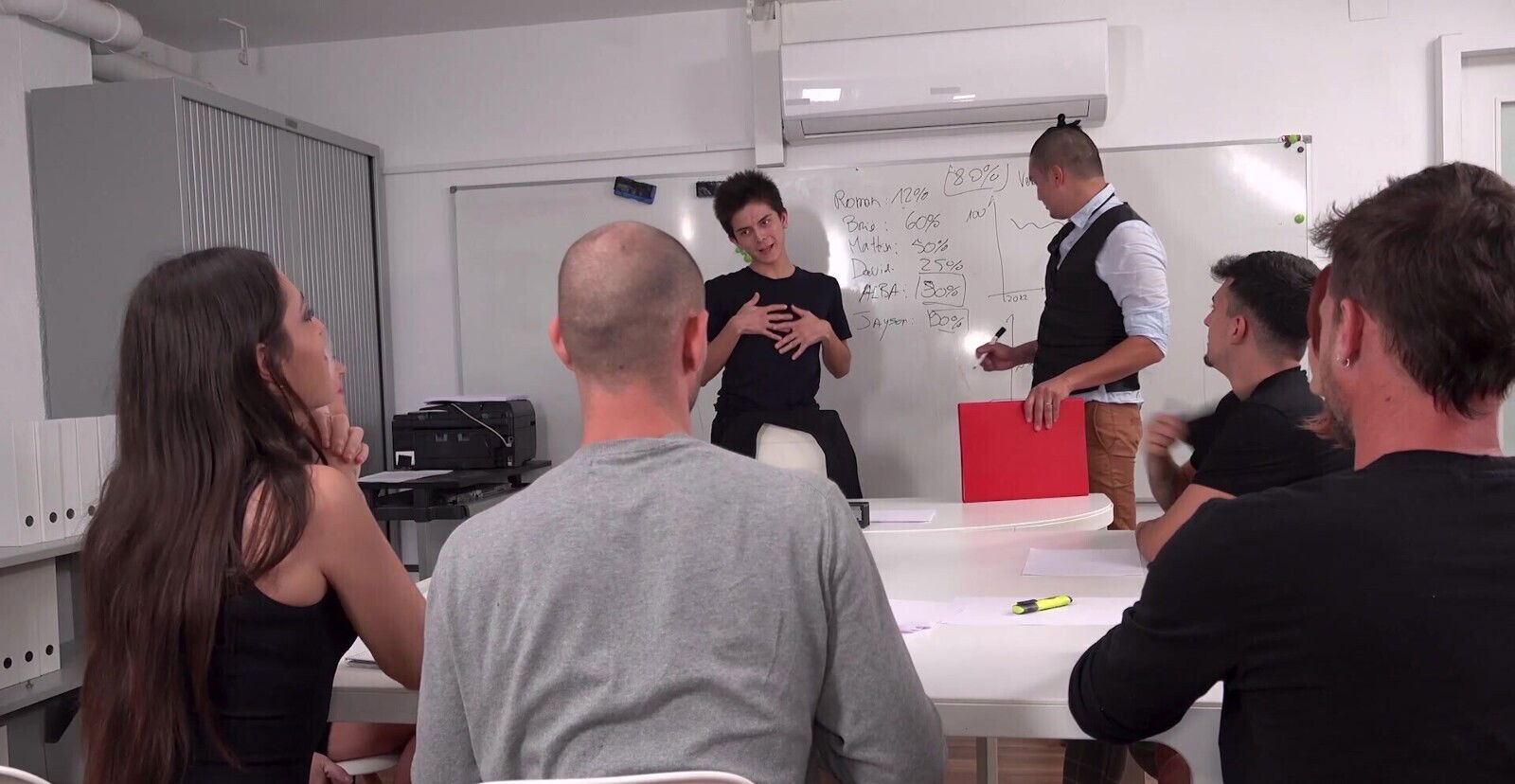 Bisexual group office with naughty Bazuka