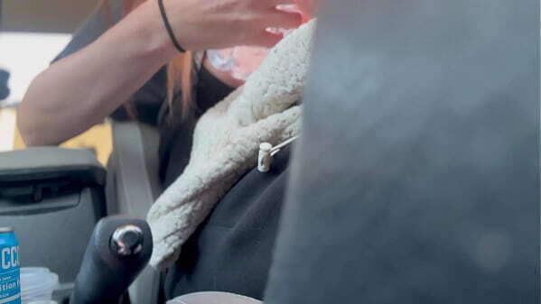 Italian Milf Artemisia Love Flashing while driving around Long hair fetish