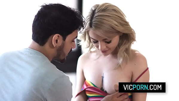 Skinny blonde have sneaky with boyfriend