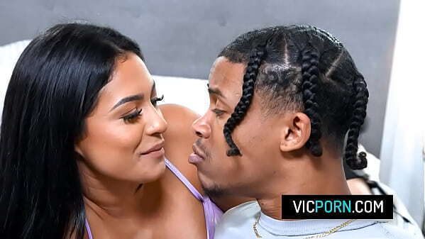 Grounded latina teen Serena Santos gets pounded rough black boyfriend