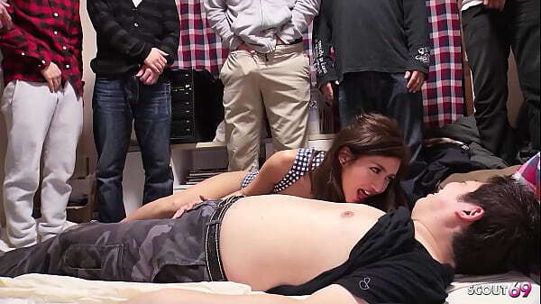 Multiple Cumshots Creampie while Uncensored Gangbang Japanese Teen with many Guys