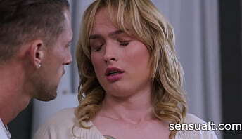 Blonde sexy tranny girl destroyed horny friend Roman Todd, Blake Lovely