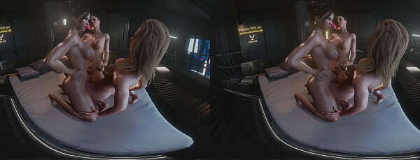 Lesbian Triple Thigh Grind Love triangle with Judy Alvarez, Panam Palmer Cunningham (parody with Cyberpunk 2077)