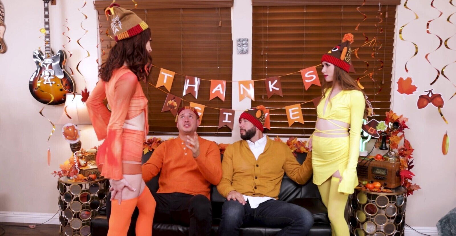 Pale brunettes Davis Myra Moans love having kinky foursomes