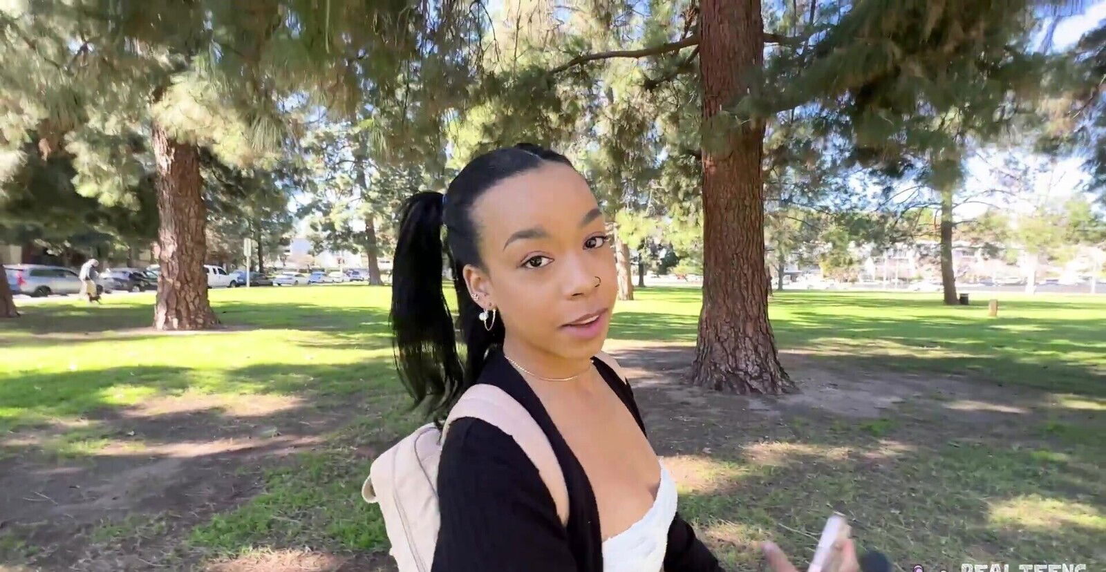 Provocative ebony Freya Kennedy spreads legs white shaft