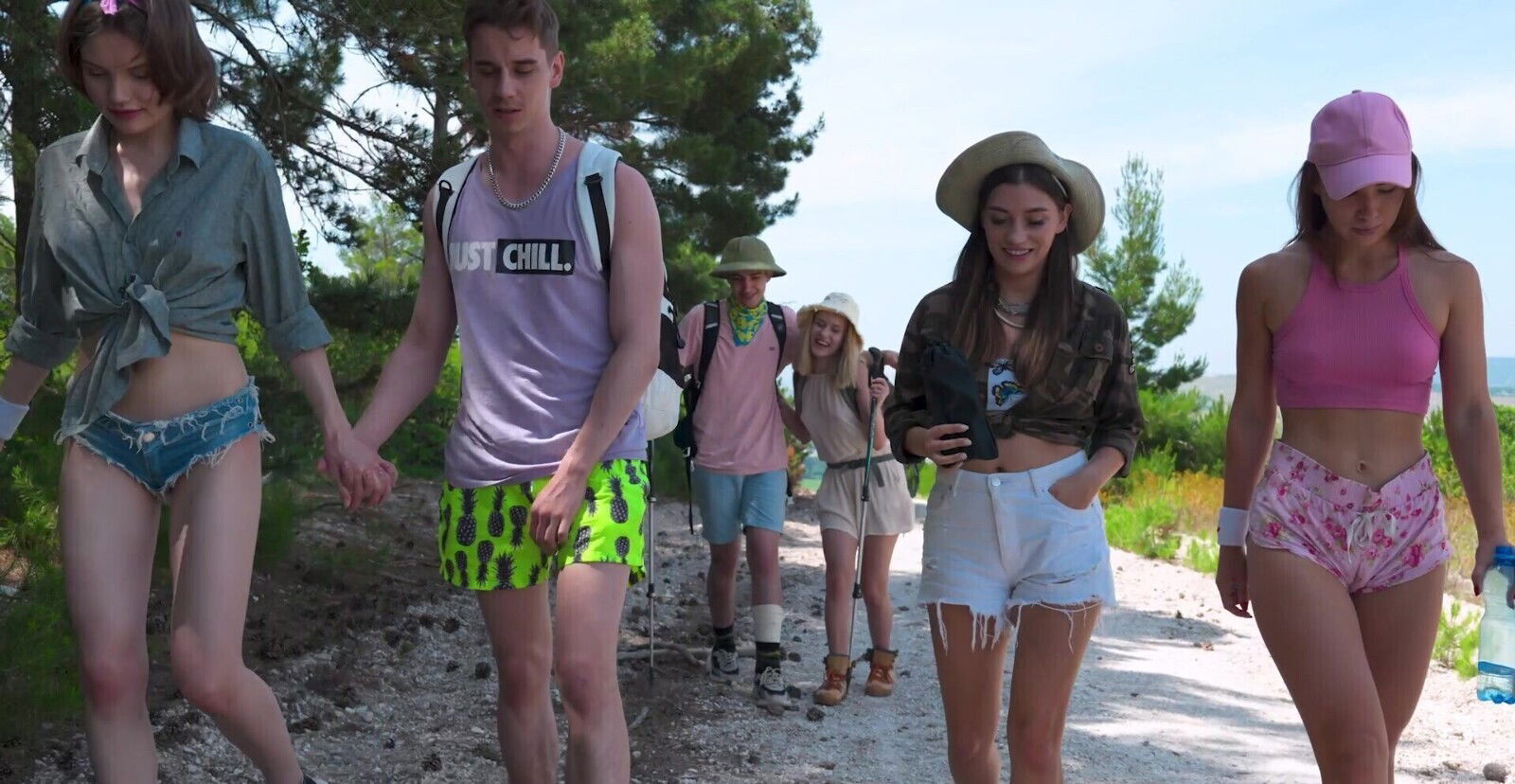 Outdoors video perfect group with adorable Elise Moon