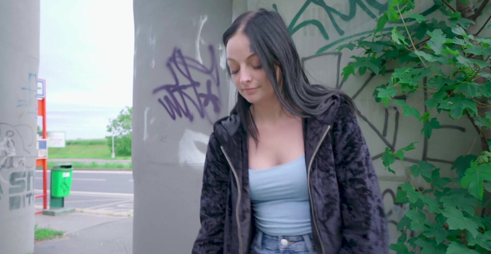 Amazing outdoors fucking with adorable brunette Sydney Love