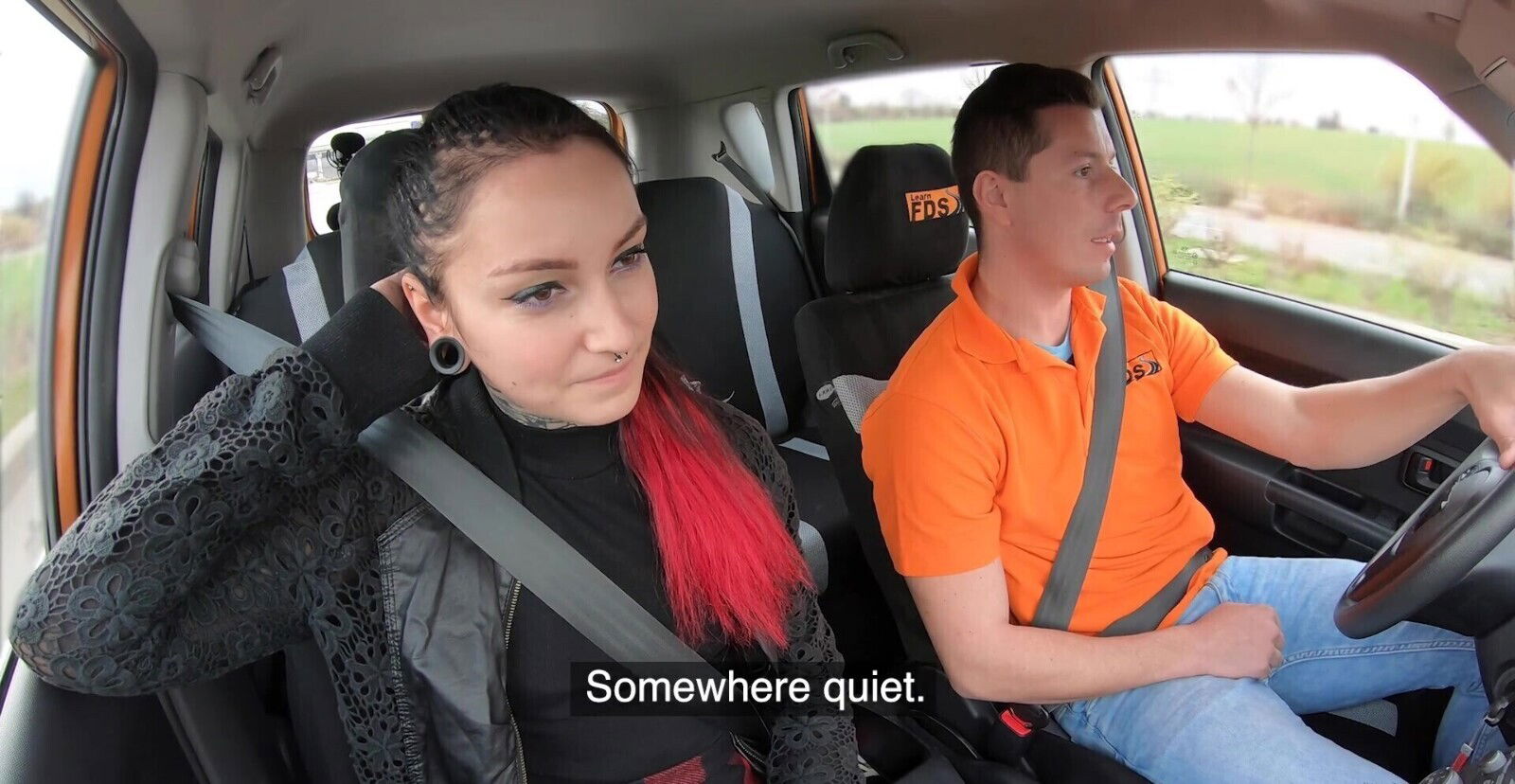 Driving instructor gets handjob fucks Sharlotte Thorne