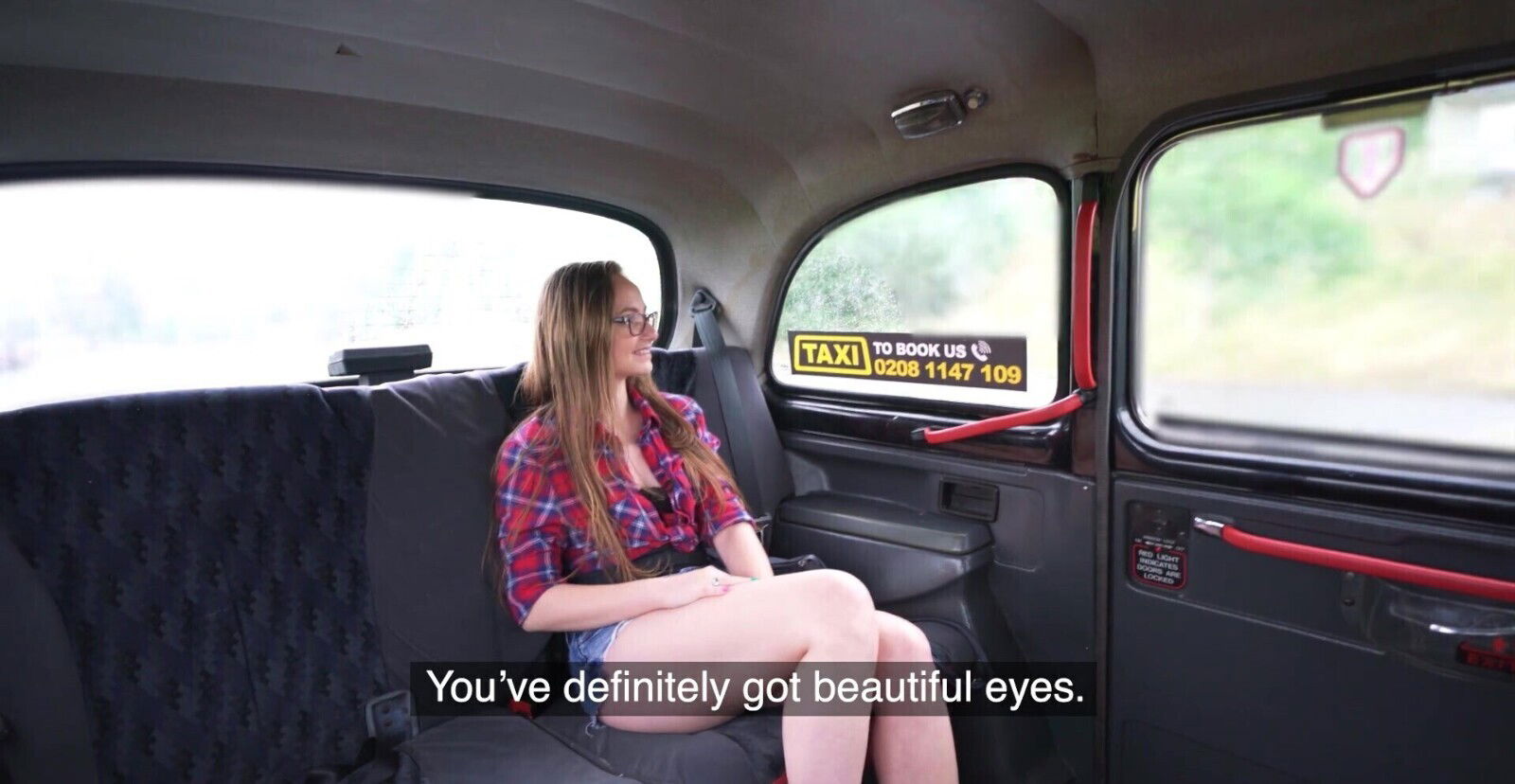 Lady with glasses spreads legs fucked taxi