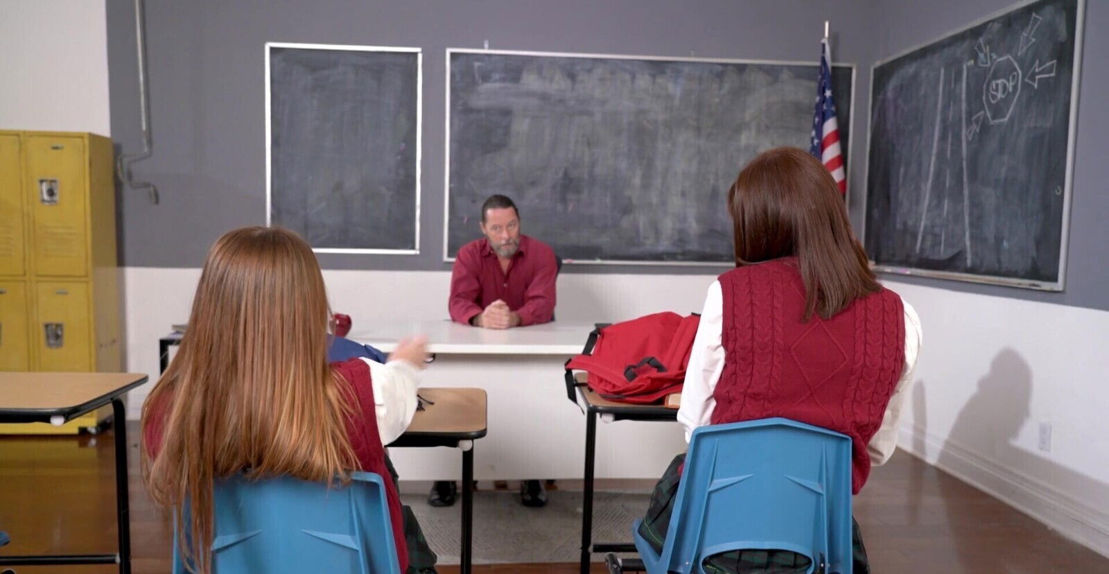 College babes Mazy Mayers Davis share hard dick table