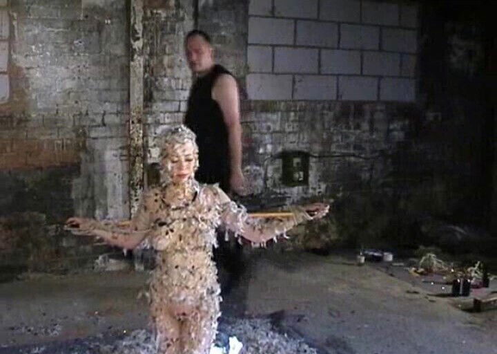 BDSM fetish video with tattoed Kumi Monster getting spanked